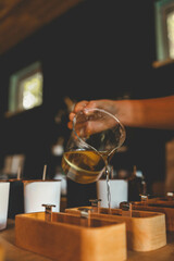 The process of making candles in the workshop