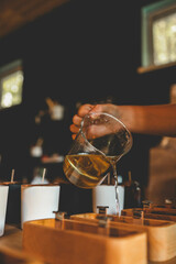 The process of making candles in the workshop