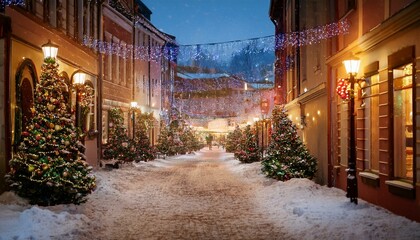 Fototapeta premium new year's streets and christmas 
