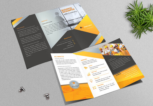 Business Trifold Brochure with Orange Accents