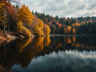 Lake in an autumn forest.