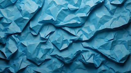 Fototapeta premium Vibrant Royal Blue Crinkled Paper Texture, Abstract Wrinkled Surface for Modern Editorial Design and Creative Packaging