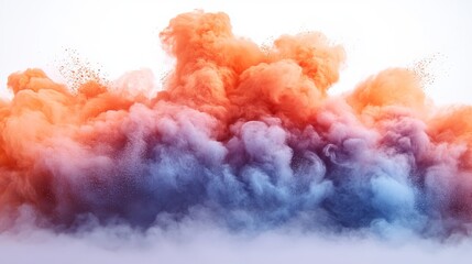 Colorful smoke exploding in white background