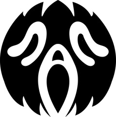 Horror and scary halloween faces silhouette icon. Halloween pumpkin, emoji and tattoo ghost smile spooky jack evil mouth eyes scary silhouette vector illustration