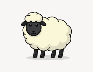 cartoon-style vector illustration of a sheep with a black face and legs 