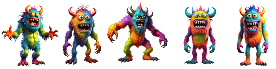 Naklejka premium 3D Illustration set of monster character