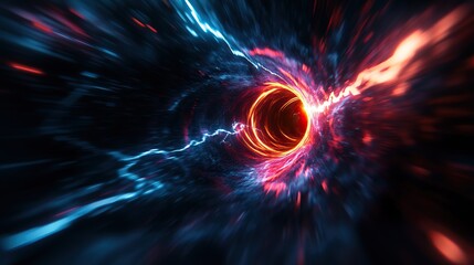 Obraz premium A mesmerizing abstract depiction of swirling energy and light creating a vibrant tunnel effect, evoking feelings of adventure and mystery.