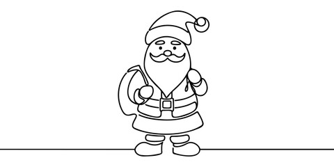 Santa Claus with a Bag of Gifts. Happy New Year and Merry Christmas New Year illustration for different uses. Vector.