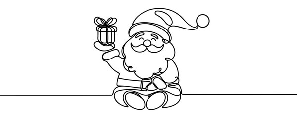 Santa Claus with a Bag of Gifts. Happy New Year and Merry Christmas New Year illustration for different uses. Vector.