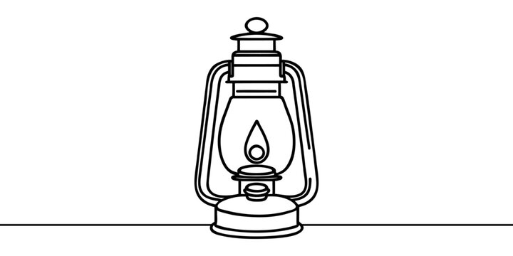 recommend clip art: Abstract vintage kerosene lamp or lantern , continuous one line art hand drawing sketch