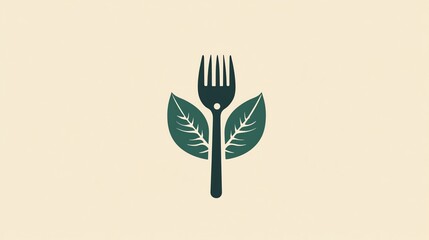 A fork with two leaves symbolizing healthy eating.