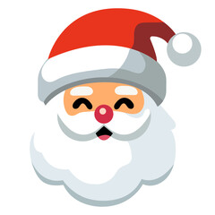Cartoon Santa Claus head or face in flat style. Vector illustration