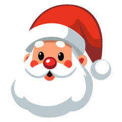 Cartoon Santa Claus head or face in flat style. Vector illustration