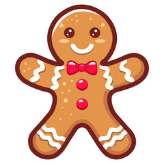 Gingerbread Man. The isolated object on a white background. Christmas cookies, frosting. Vector illustration.