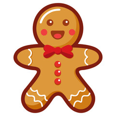 Gingerbread Man. The isolated object on a white background. Christmas cookies, frosting. Vector illustration.