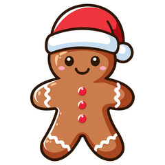 Gingerbread Man. The isolated object on a white background. Christmas cookies, frosting. Vector illustration.