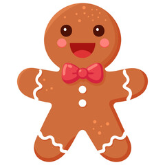 Gingerbread Man. The isolated object on a white background. Christmas cookies, frosting. Vector illustration.