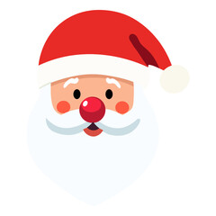 Cartoon Santa Claus head in flat style. Vector illustration