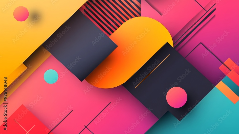 Poster colorful geometric shapes background creating dynamic and modern design