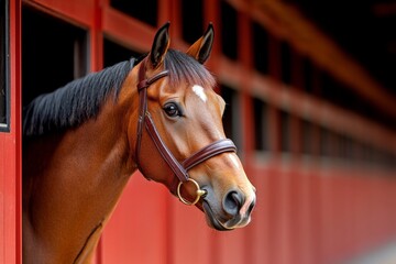 Obraz premium The royal stables of PeleÈ™ Castle, where finely bred horses are kept for royal ceremonies and leisure