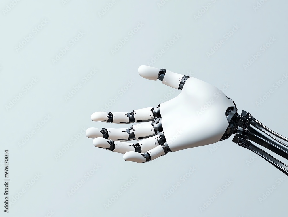 Poster a futuristic robotic hand showcasing advanced technology and design, symbolizing innovation in artif