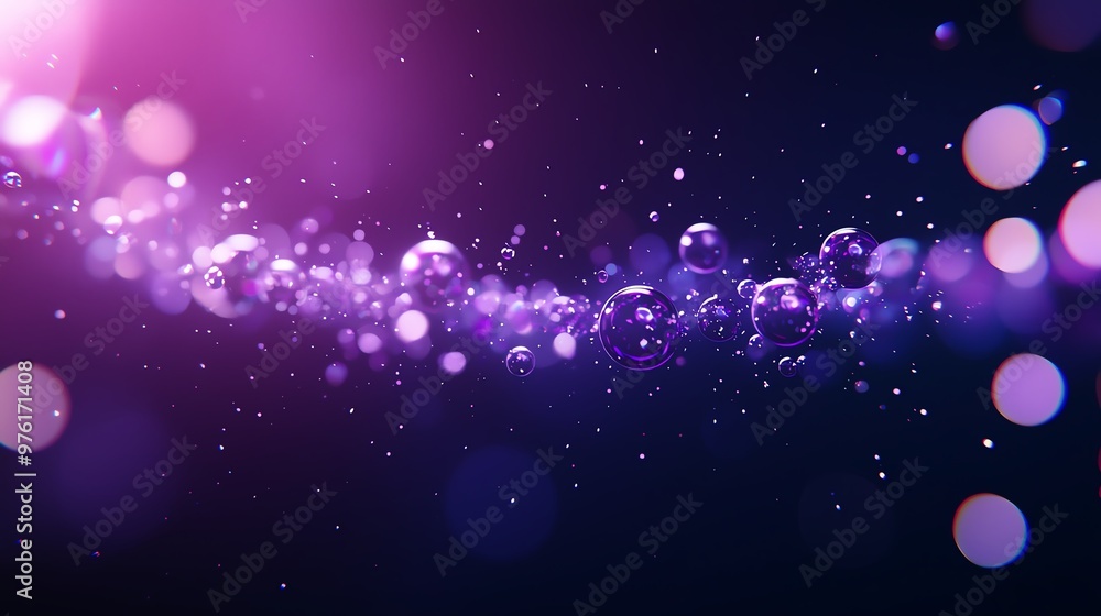 Poster a mesmerizing background of purple bubbles and shimmering lights, perfect for adding a touch of eleg