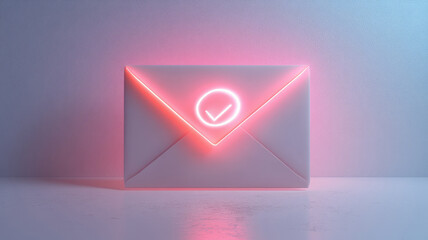 Neon-glowing envelope icon symbolizing email or communication