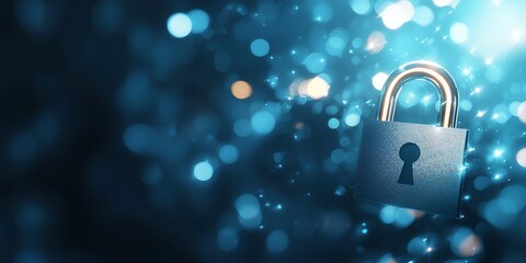 A modern padlock against a vibrant bokeh background, symbolizing security and protection in digital or physical spaces.
