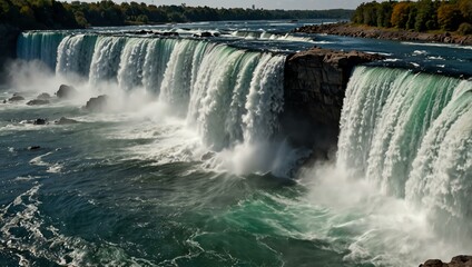 Panorama of Horseshoe Falls in Niagara Falls, Canada.