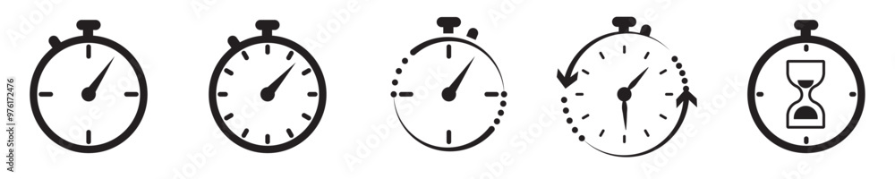 Poster timers icon set. stopwatch and countdown timer vector illustration