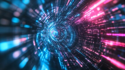 Fototapeta premium An abstract representation of digital networks and complex data processes, highlighting the significant technological advancements seen in storage solutions and educational methods in todays world