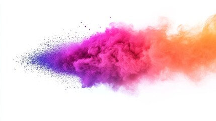 Obraz premium Colorful powder explosion creating abstract shapes on white background