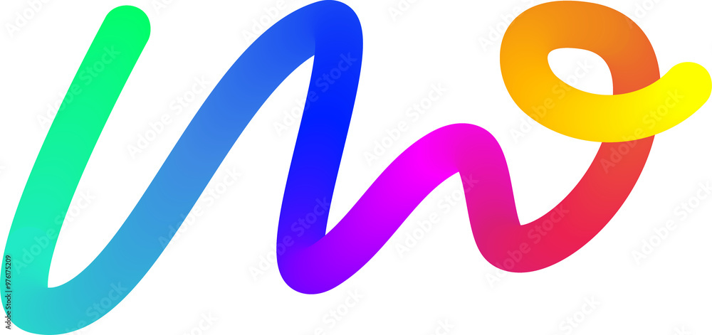 Poster rainbow gradient line. fluid color element. wavy blend swirl stripe. dynamic twisted flowing stroke 