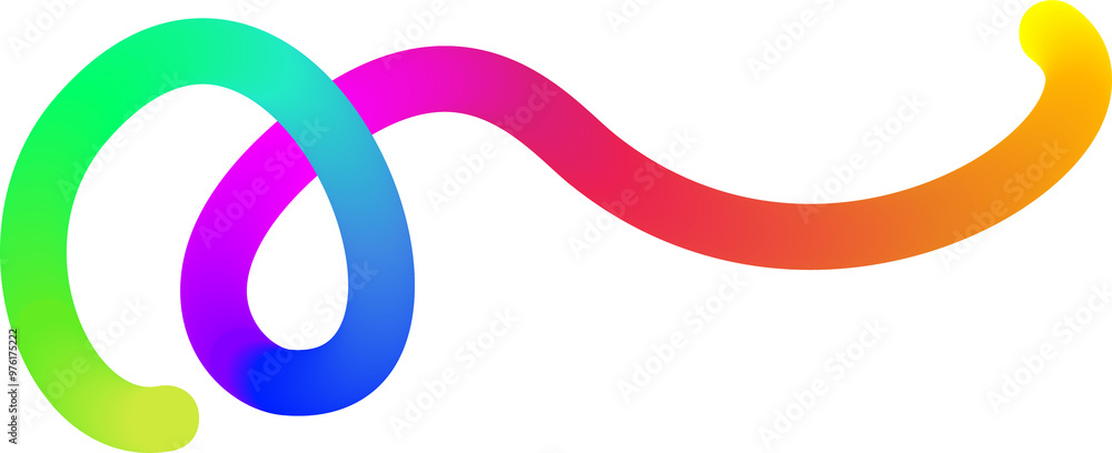 Poster rainbow gradient line. fluid color element. wavy blend swirl stripe. dynamic twisted flowing stroke 