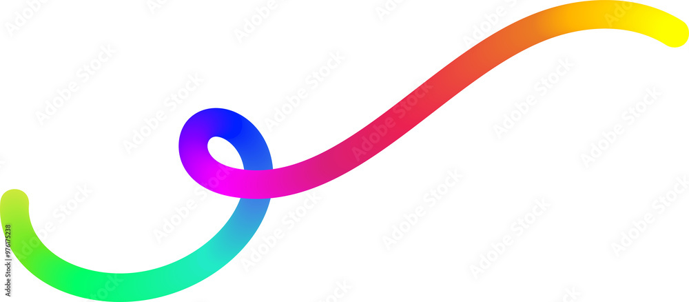 Poster rainbow gradient line. fluid color element. wavy blend swirl stripe. dynamic twisted flowing stroke 