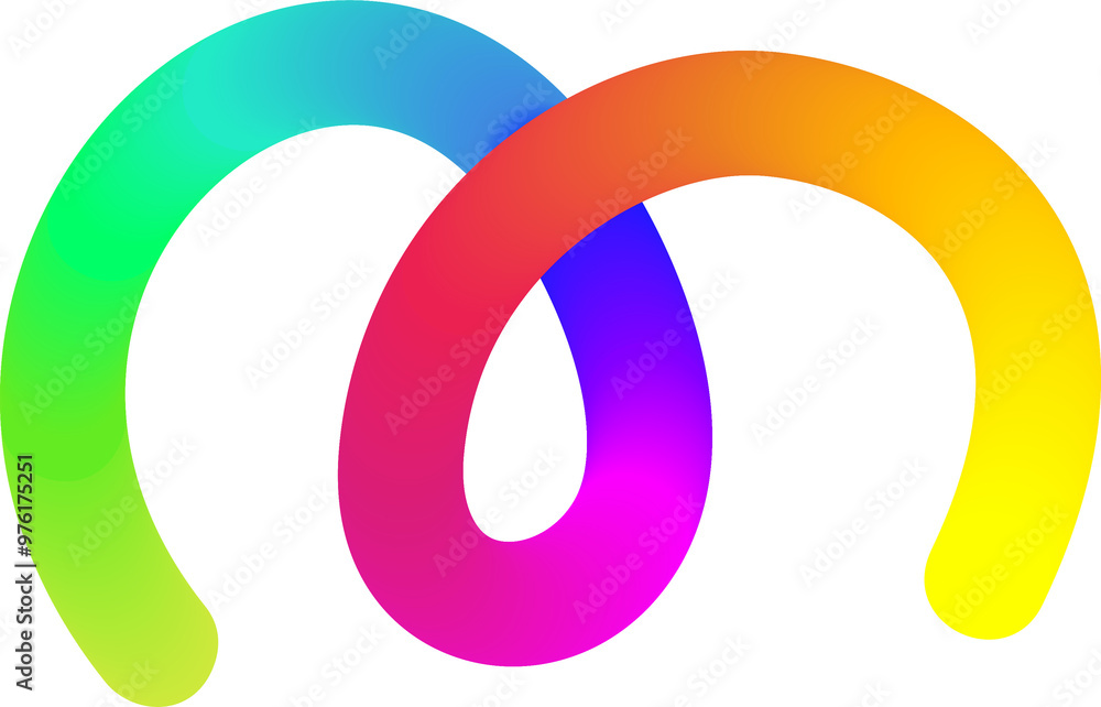 Poster rainbow gradient line. fluid color element. wavy blend swirl stripe. dynamic twisted flowing stroke 