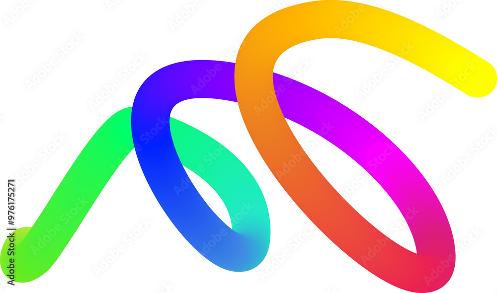 Poster rainbow gradient line. fluid color element. wavy blend swirl stripe. dynamic twisted flowing stroke 
