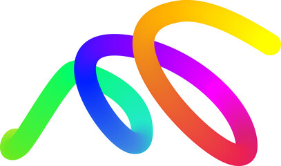 Rainbow gradient line. Fluid color element. Wavy blend swirl stripe. Dynamic twisted flowing stroke for posters and banners.