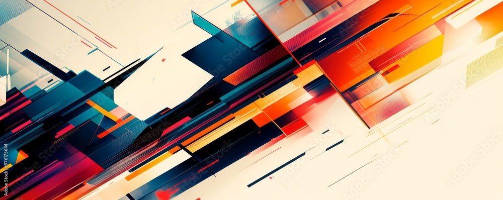 Poster Abstract geometric shapes creating dynamic composition