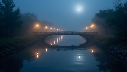 bridge over the river at night