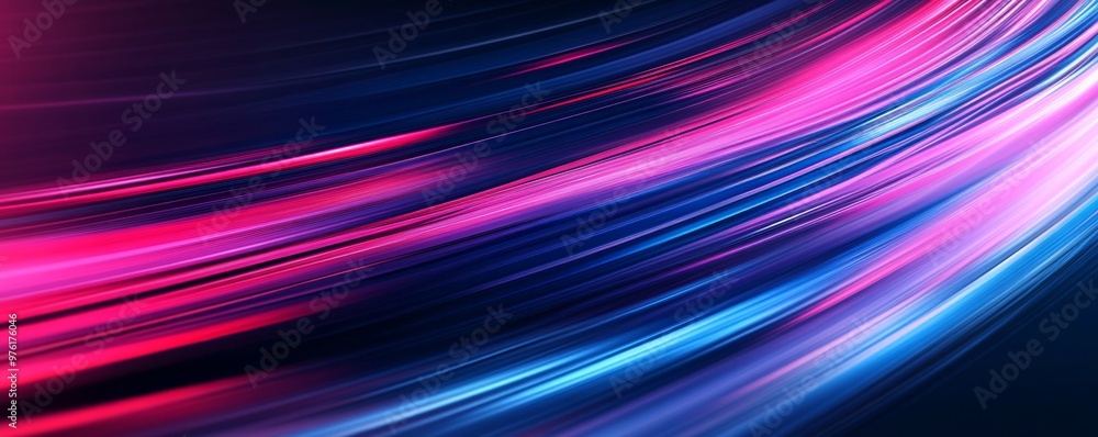 Poster abstract light trails flowing with motion blur effect
