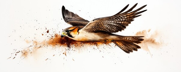 Obraz premium A falcon diving from the sky, watercolor shades capturing speed, precision, and the thrill of freedom.