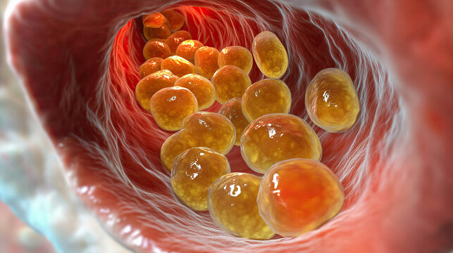 gallstones structures in biological system, showcasing vibrant yellow and beige colors cholesterol