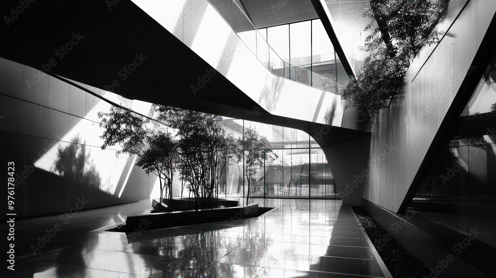 Poster modern architecture with natural elements