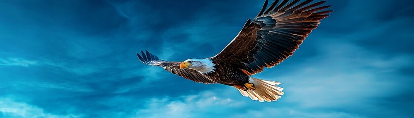 A soaring eagle in a vast sky, watercolor style, with vibrant colors representing ultimate freedom and strength.