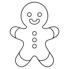 A gingerbread cookie outline with simple details for eyes, mouth, and buttons