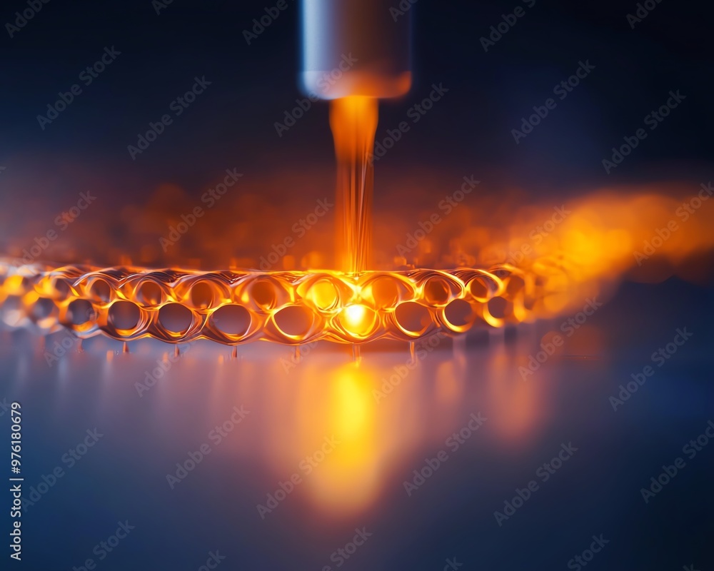 Poster 3d close-up of an advanced laser cutting process, showcasing precision and innovation in metalwork w