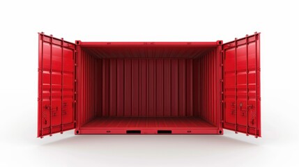 An open red shipping container with no contents