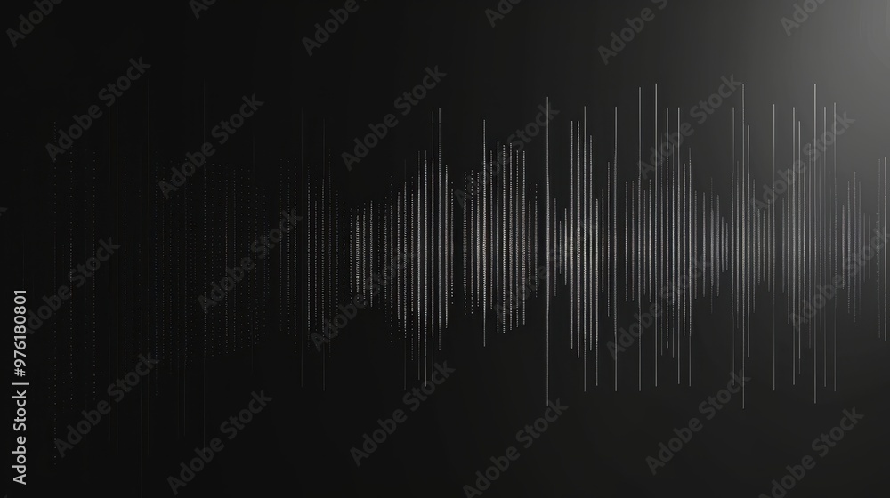 Aufkleber a digital representation of sound waves, visualized as a series of white lines on a dark background