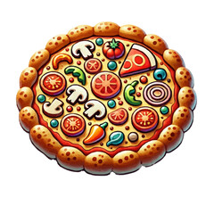 Colorful Vector Pizza with Various Toppings